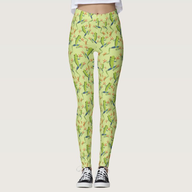Legging Design de padrão de Sapo verde (Frente)