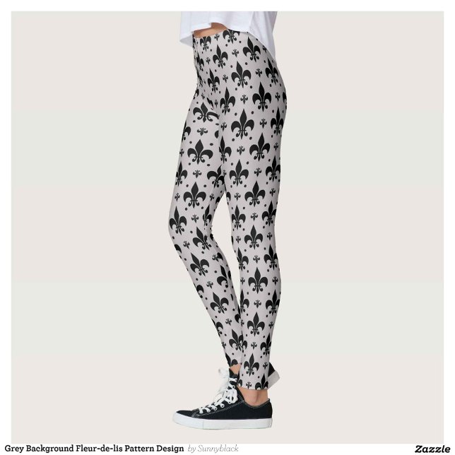 Legging Design de Padrão Fleur-de-lis - Fundo da cinza (Criador carregado)