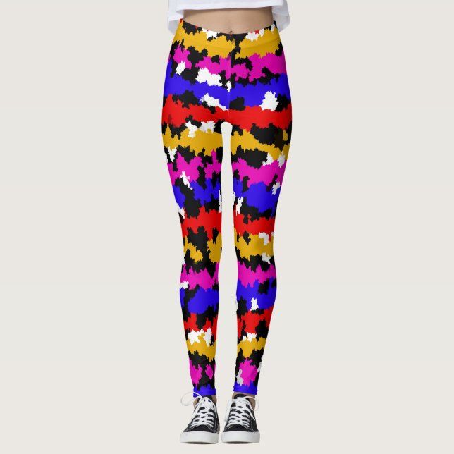 Legging Design de Padrão Fratural Abstrato Urbano Irregula (Frente)