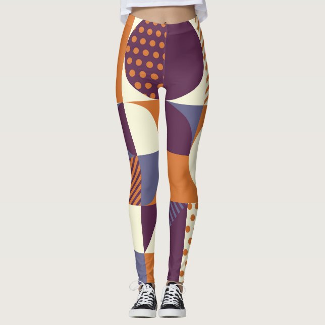 Legging Design de Padrão Geométrico do Estilo Retroativo (Frente)