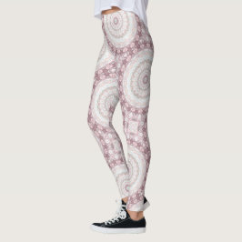 Legging Design de Padrão Mandala Rosa e Verde Menta