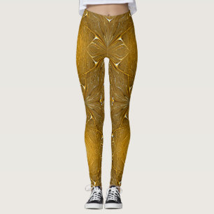 Legging Design de padrão metálico Dourado