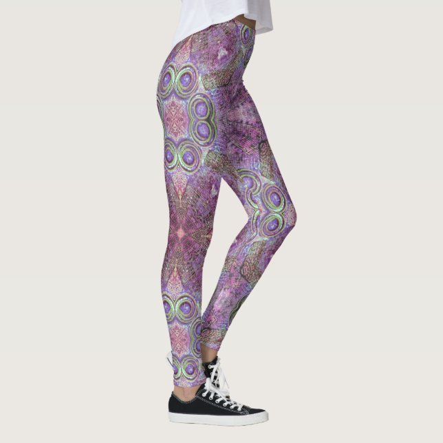 Legging Design de padrão rosa e roxo bonito (Direita)