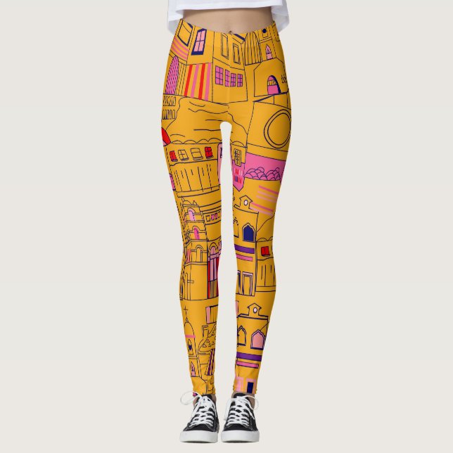 Legging Design de Padrão Sensível de Têxtil Mexicano (Frente)