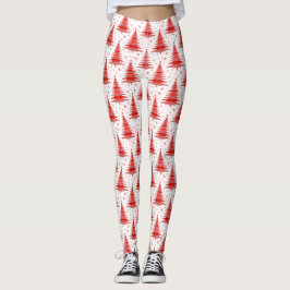 Legging Design de Padrão Vermelho da Árvore Natal