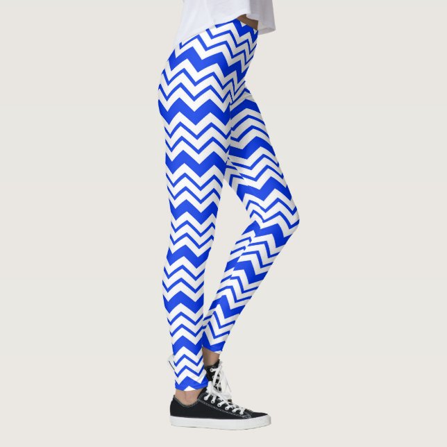 Legging Design de padrão zigue-zague em chevron branco azu (Direita)