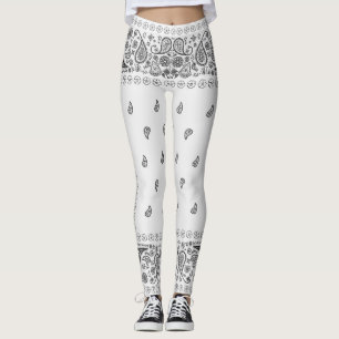 Legging Design de Paisley Preto e Branco