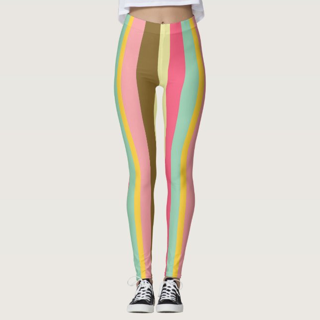 Legging Design de Paleta de Cores Listradas de Verão (Frente)