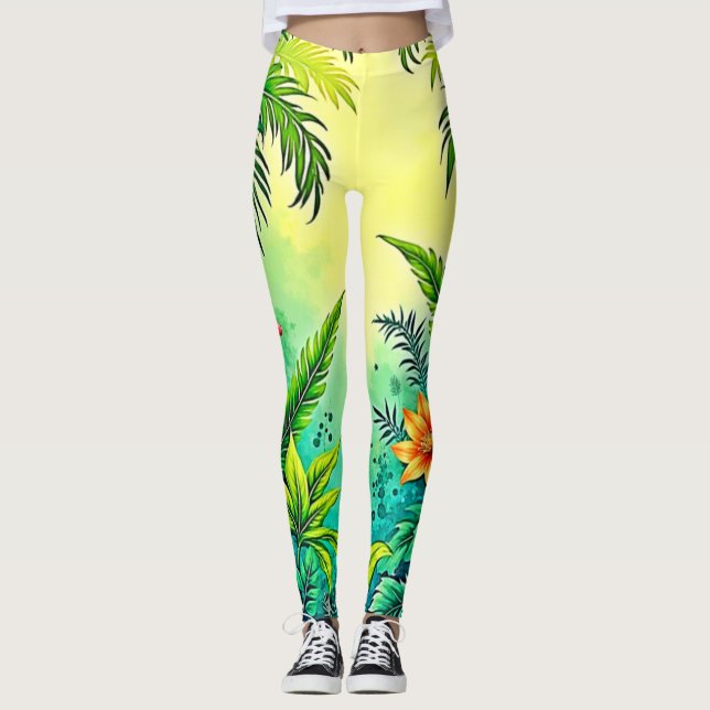 Legging Design de Paraíso Tropical Jungle Lush (Frente)