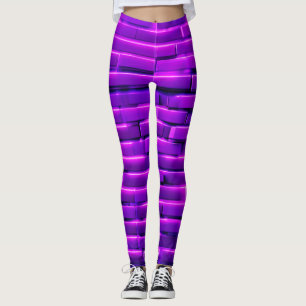 Legging Design de Parede de Tijolo Neon Futurista