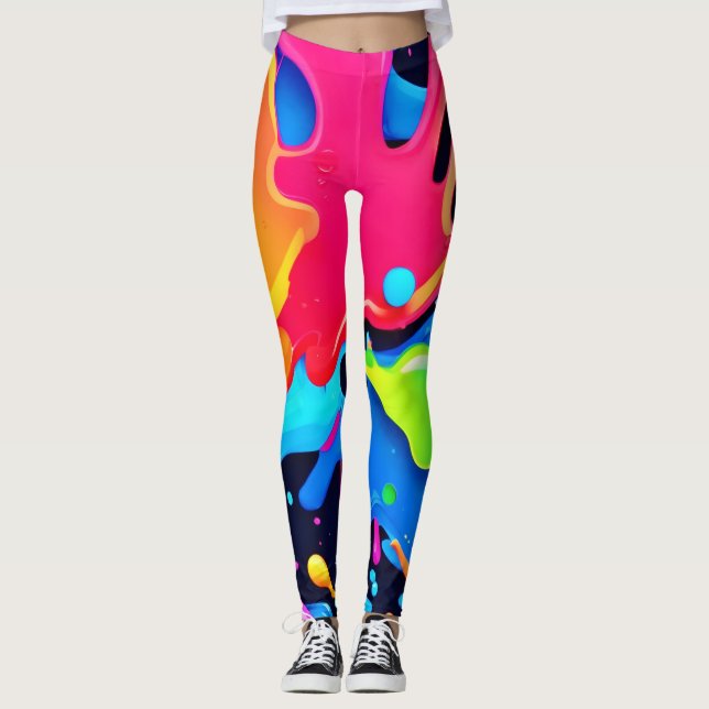 Legging Design de Partido de Pintura Vibrante (Frente)
