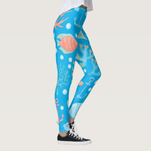 Legging Design de Peixes do Oceano, Luzes de Meninas