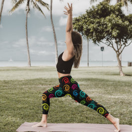 Legging Design de Pernas de Fusão Floral Vibrantes