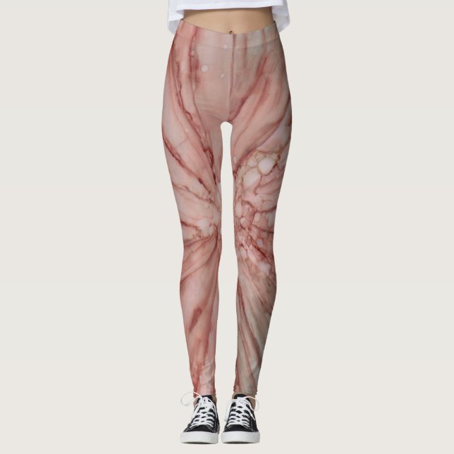 Legging Design de Pernas Rosa/Tinta Verde (Frente)
