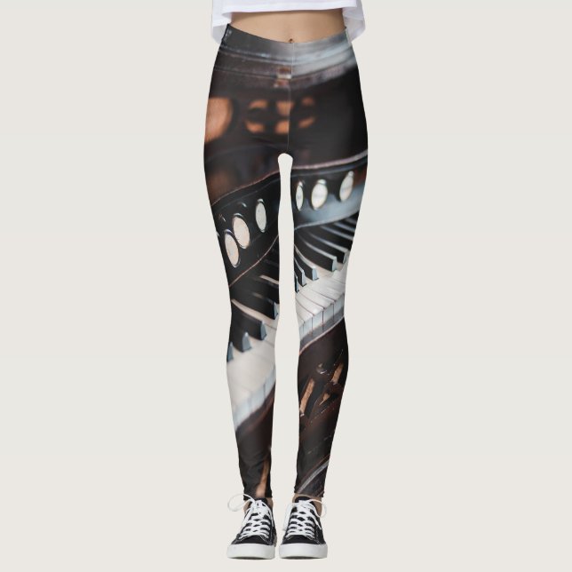 Legging Design de Piano Bonito (Frente)