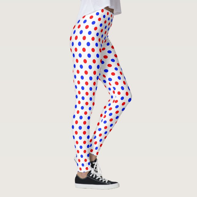 Legging Design de Pontos Brancos Vermelhos e Azuis (Direita)