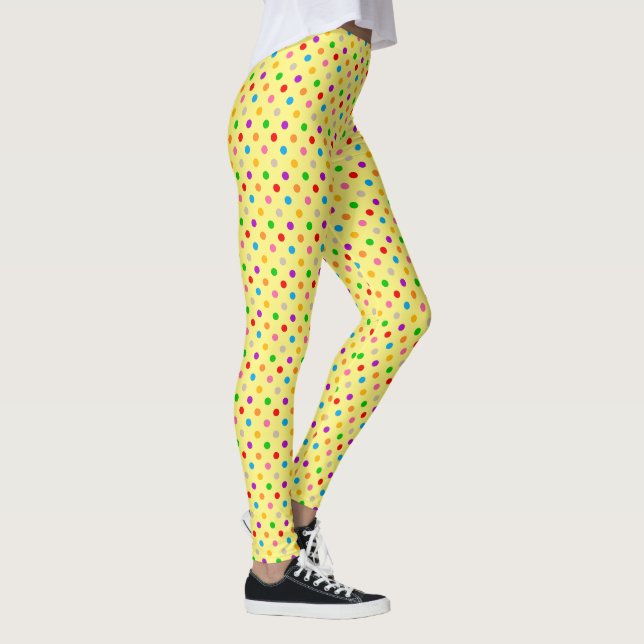 Legging Design de Pontos Coloridos Arco-íris Amarelo (Direita)