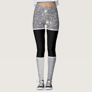 Legging Design de prata preto do impressão do teste padr