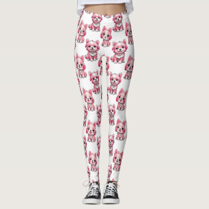 Legging Design de Puppy Dog Patterno - branco