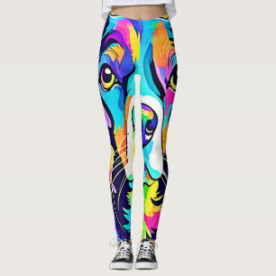 Legging Design de Retrato de Cachorro Arco-íris
