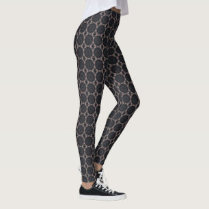 Legging Design de Rosa de Cinza Medalhão