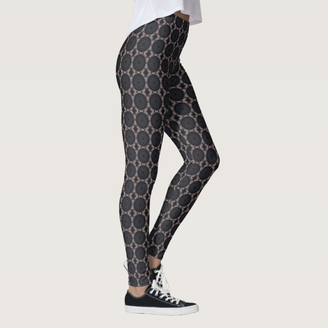Legging Design de Rosa de Cinza Medalhão (Direita)