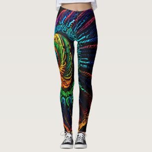 Legging Design de Shell Luminoso: Natureza em Neon