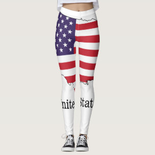 Legging Design de Souvenir da Bandeira e Mapa dos EUA