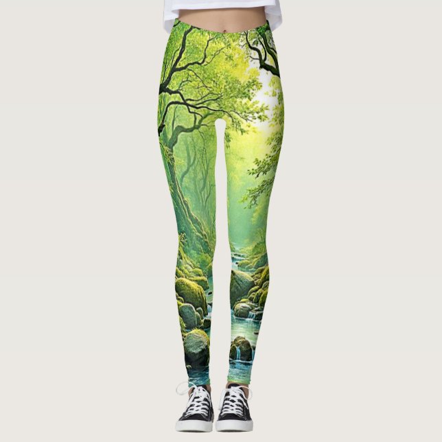 Legging Design de Stream Florestal Encantado (Frente)