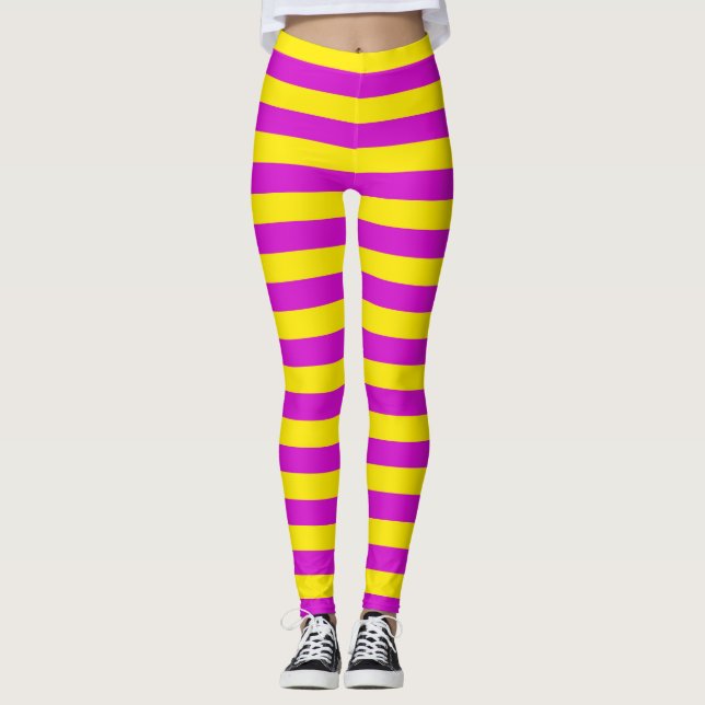 Legging Design de tiras roxas e amarelas (Frente)