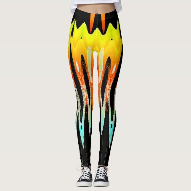 Legging design de tulipa abstrato amarela por Tron2021. (Frente)