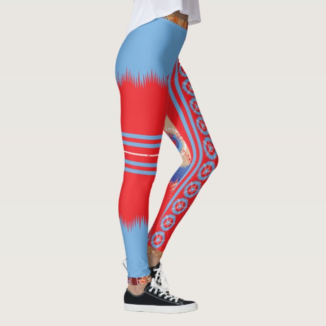 Legging design de um padrão vermelho e azul (Direita)
