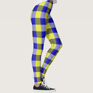 Legging Design de Verificação de Gingham Amarelo Azul