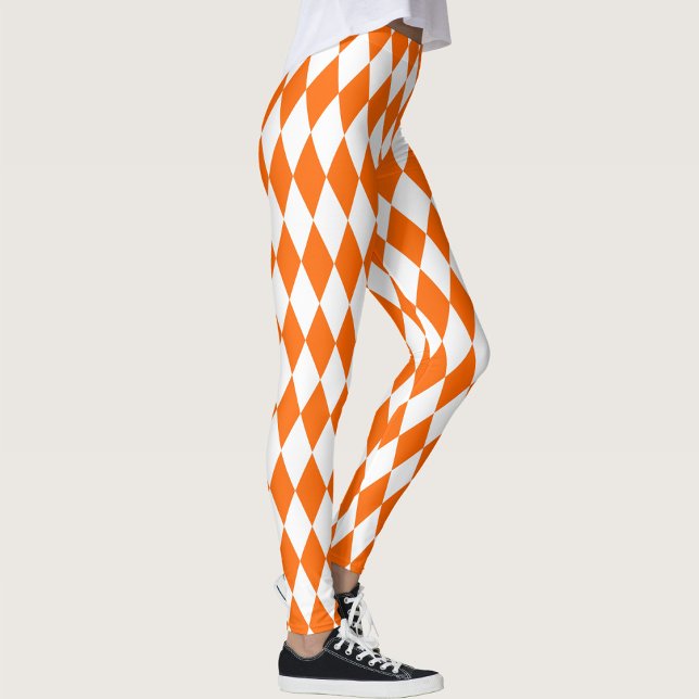 Legging Design de Verificadores de Ouros Branco Laranja (Criador carregado)