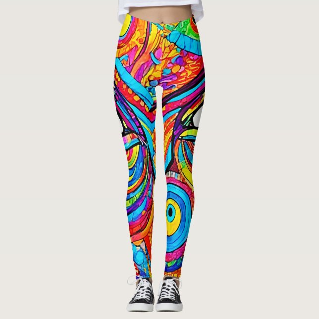 Legging Design de visualização de olhos psicodélicos (Frente)