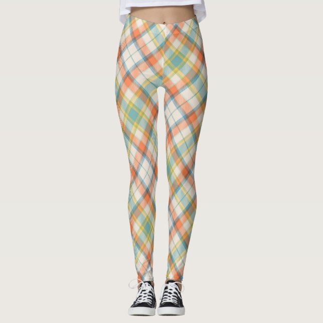 Legging Design de Xadrez de queda bonito (Frente)