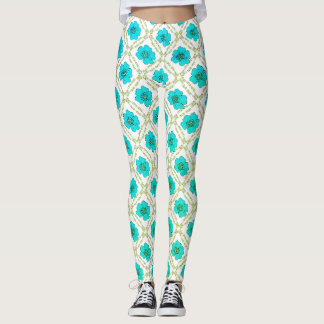 Legging design decorativa de natureza floral