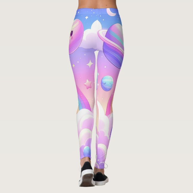 Legging Design do Arco-Íris do Espaço Cujo Espaço - Planet (Verso)