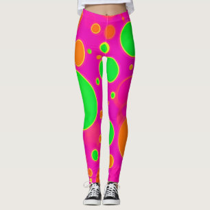 Legging Design do círculo retrorreflector Neon Pink & Gree