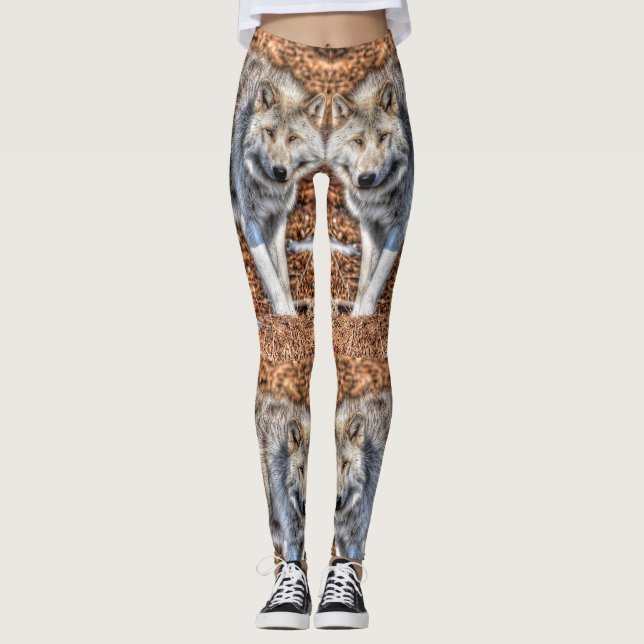 Legging Design do Lobo Ártico Branco (Frente)