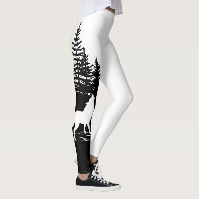 Legging Design do Lobo Branco Negro (Direita)
