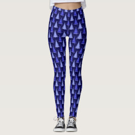 Legging Design do padrão azul da árvore de Natal