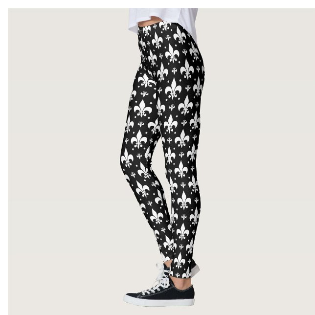 Legging Design do padrão Fleur-de-lis preto (Criador carregado)