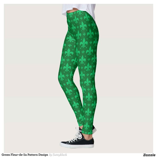 Legging Design do padrão Fleur-de-lis verde (Criador carregado)