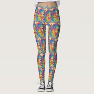Legging Design do quebra-cabeça da aguarela da consciênc
