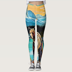 Legging Design do Urso de Montanha Majestoso Canadense