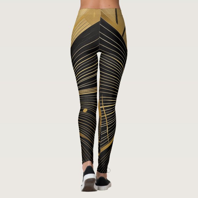 Legging Design Dourado e preto (Verso)