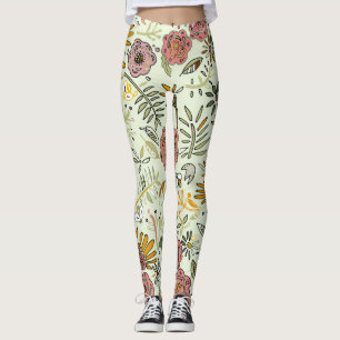 Legging design floral da flor do teste padrão da abelha d