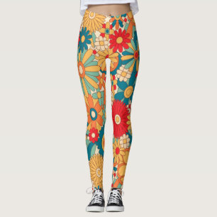 Legging Design Floral Elegante Pintado à Mão