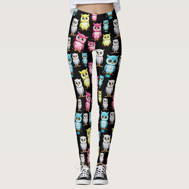 Legging Design Fofo de Aves de Coruja (Frente)
